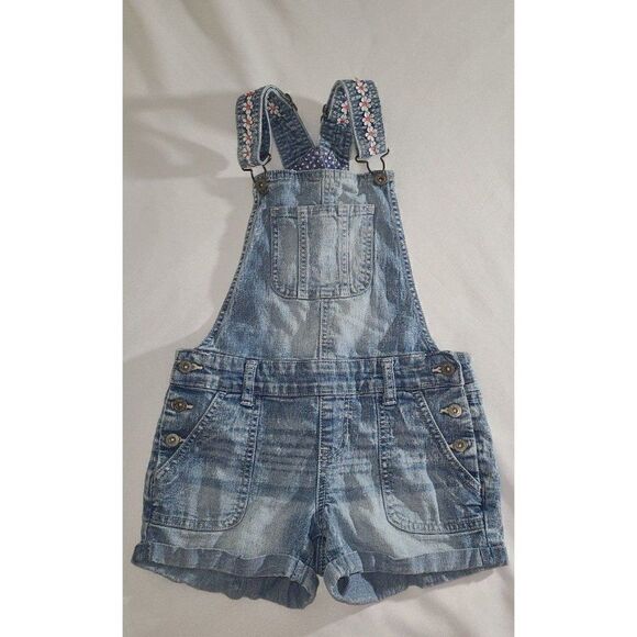 Girls LEI Overall Denim Shorts - Picture 1 of 3